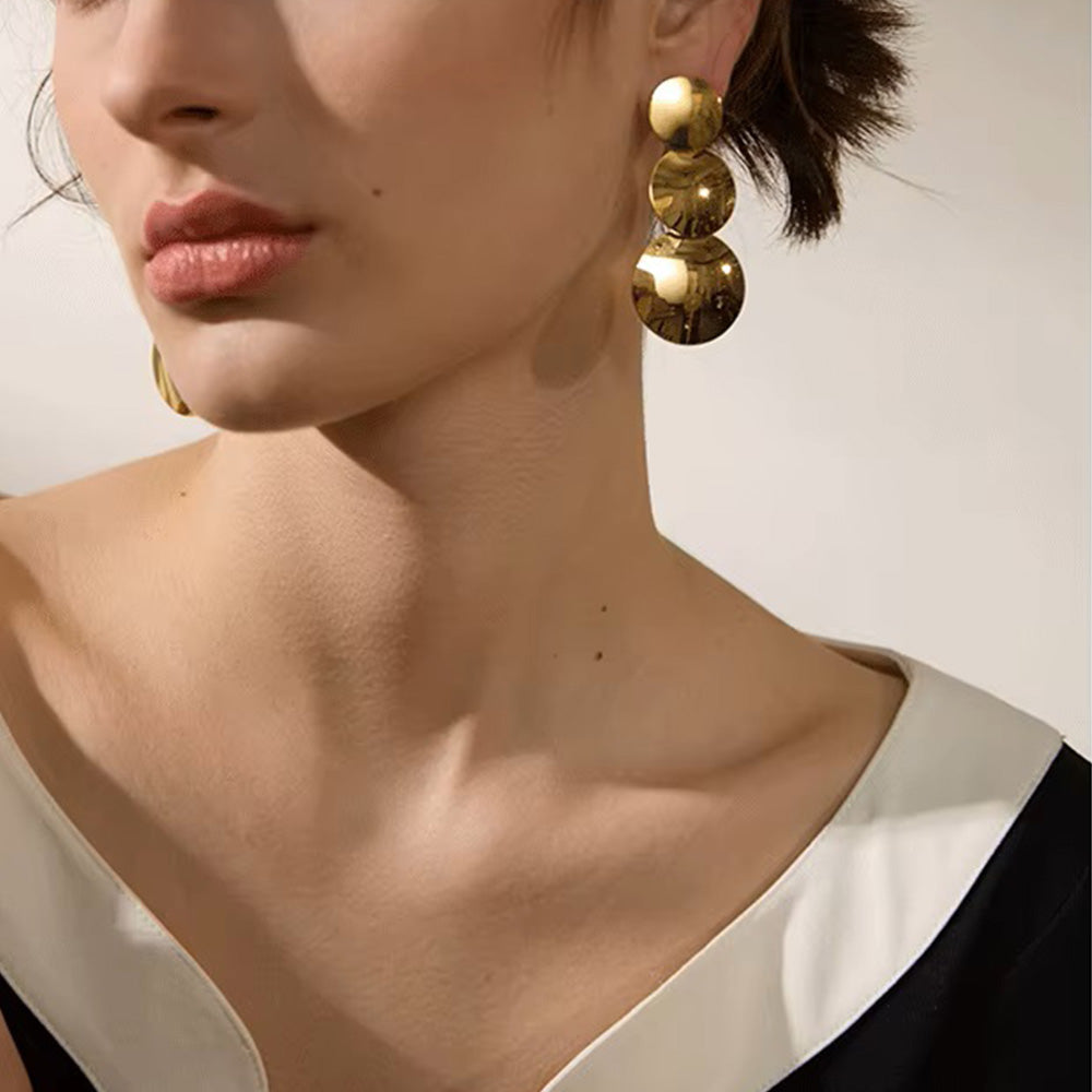 Statement 18K Gold Plated Dangle Earrings