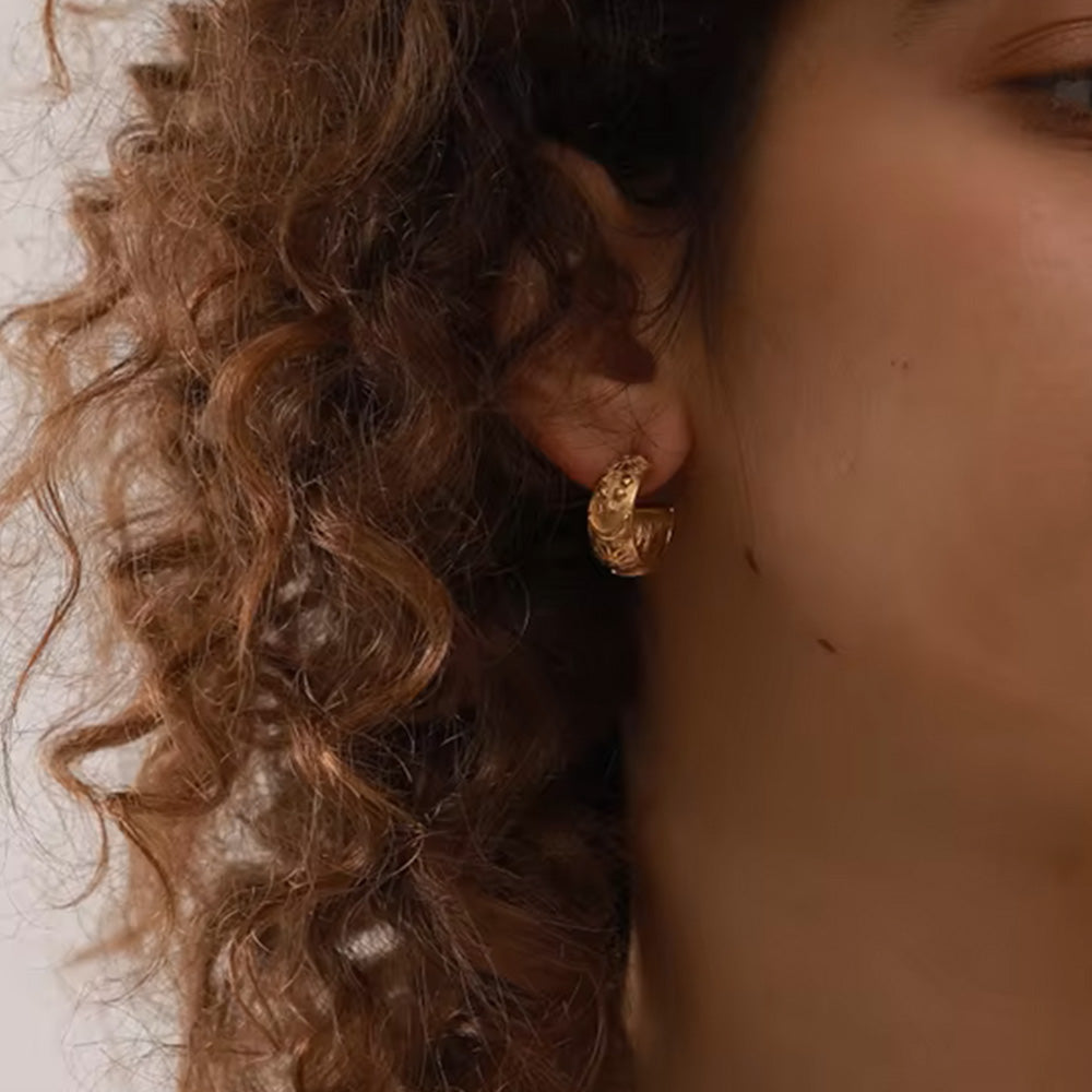 Statement 18K Gold Plated Half Hoop Earrings