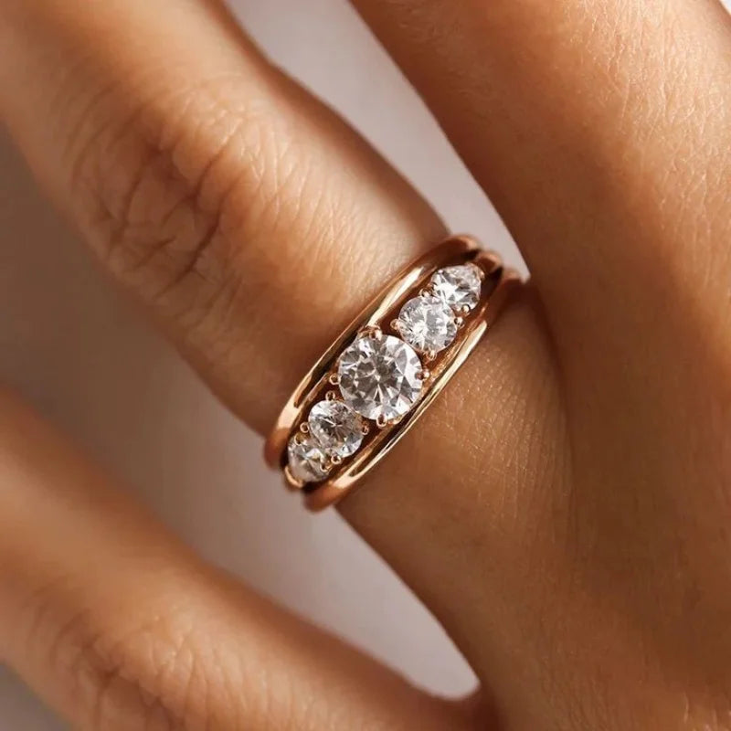 Elegant Inlay Zircon Rings