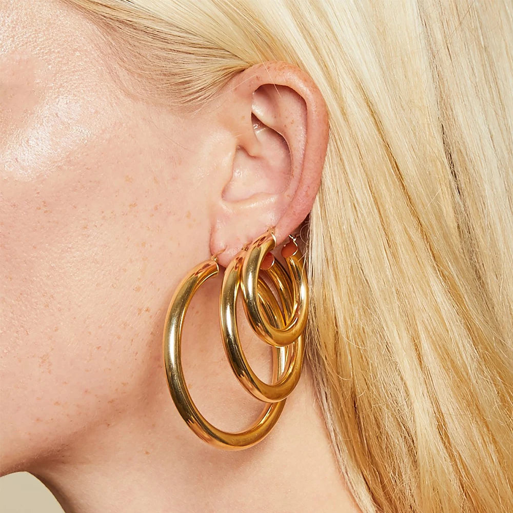 Classic 14K Gold Plated Hoop Earrings