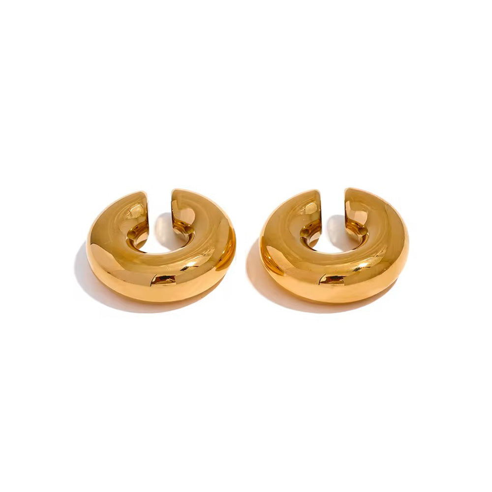 Statement 18K Gold Plated Thick Cuff Earrings