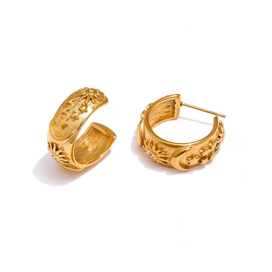 Statement 18K Gold Plated Half Hoop Earrings