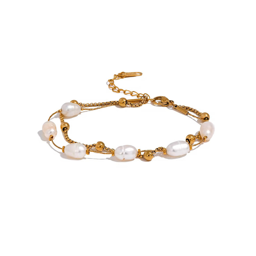 Fine 18K Gold Plated Pearl Bracelet