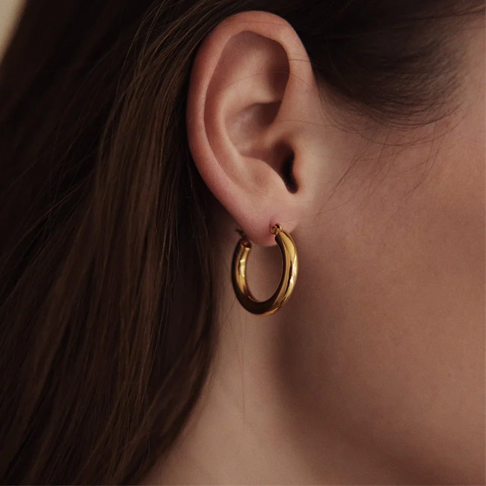 Classic 14K Gold Plated Hoop Earrings