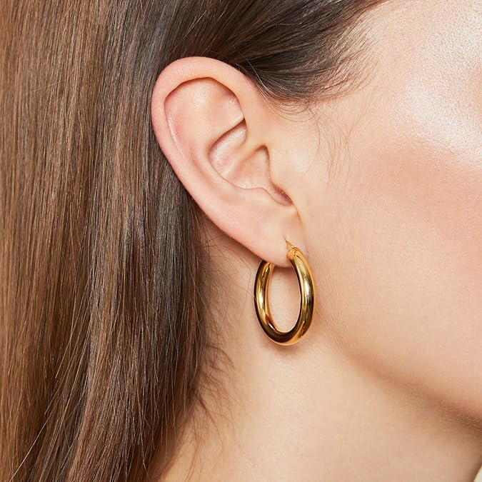 Classic 14K Gold Plated Hoop Earrings