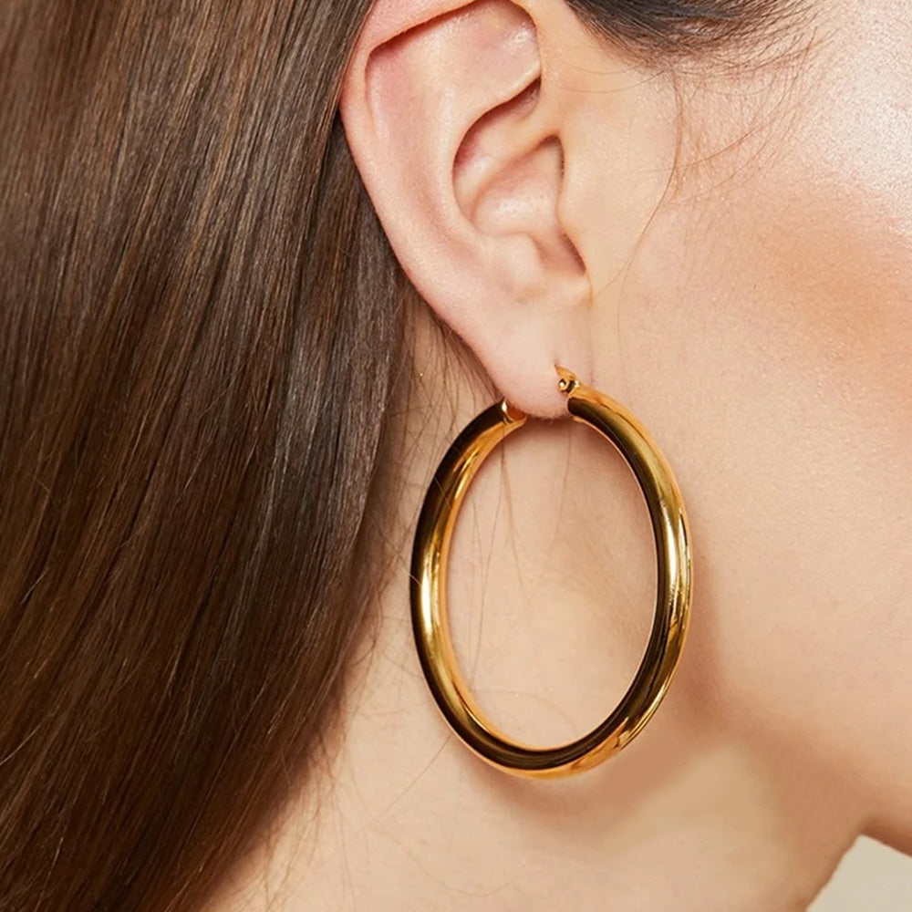 Classic 14K Gold Plated Hoop Earrings