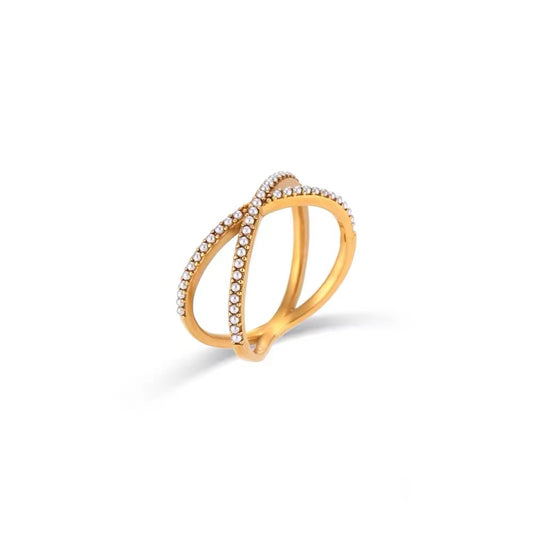 Elegant 18K Gold Plated Cross Ring
