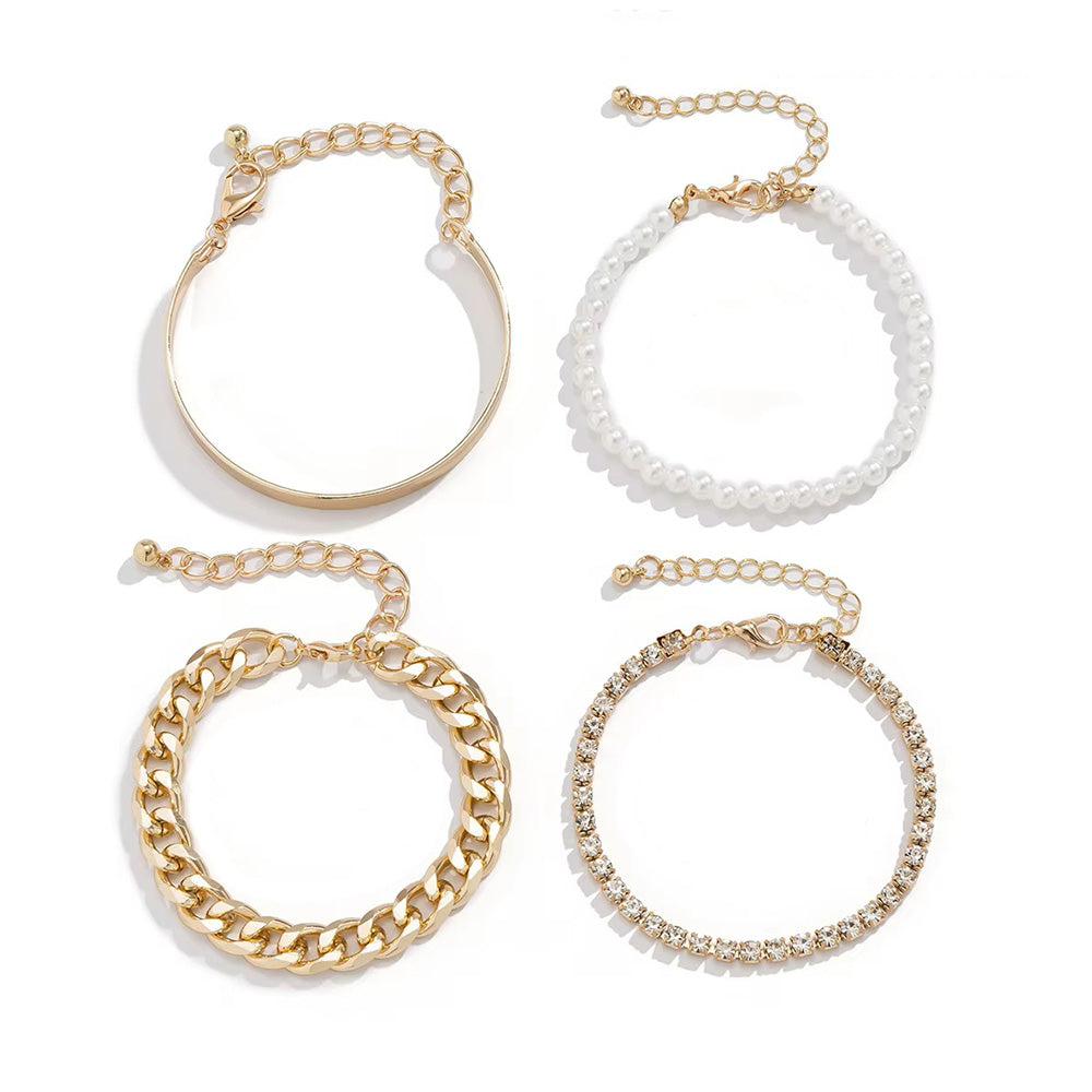Classic Chain Bracelets (Set of 4) - Gold