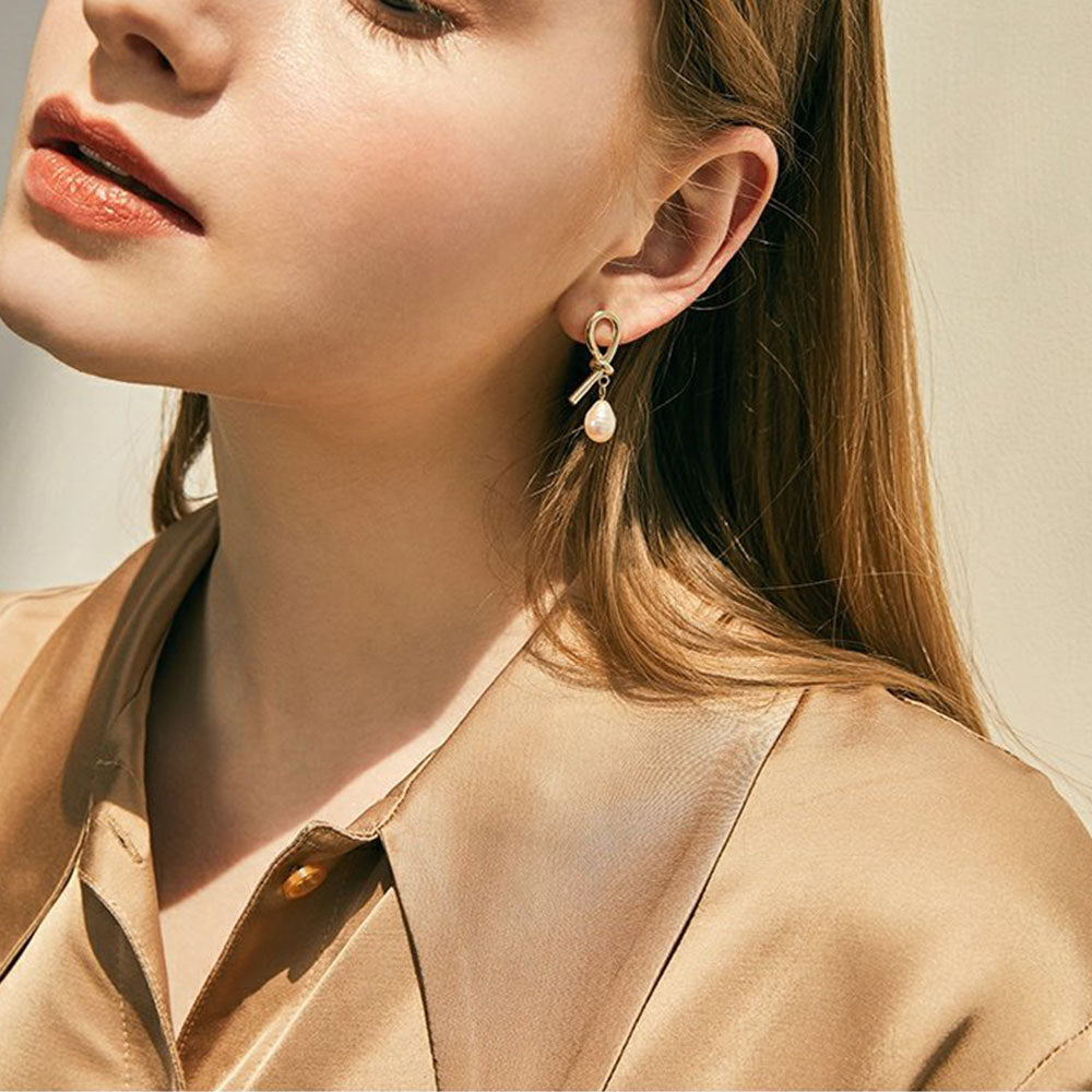 Fine 18K Gold Plated Pearl Earrings