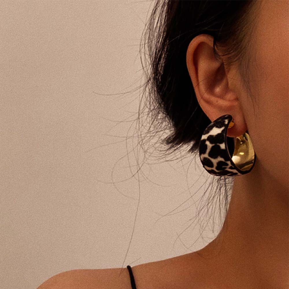Statement Leopard Hoop Earrings - Gold