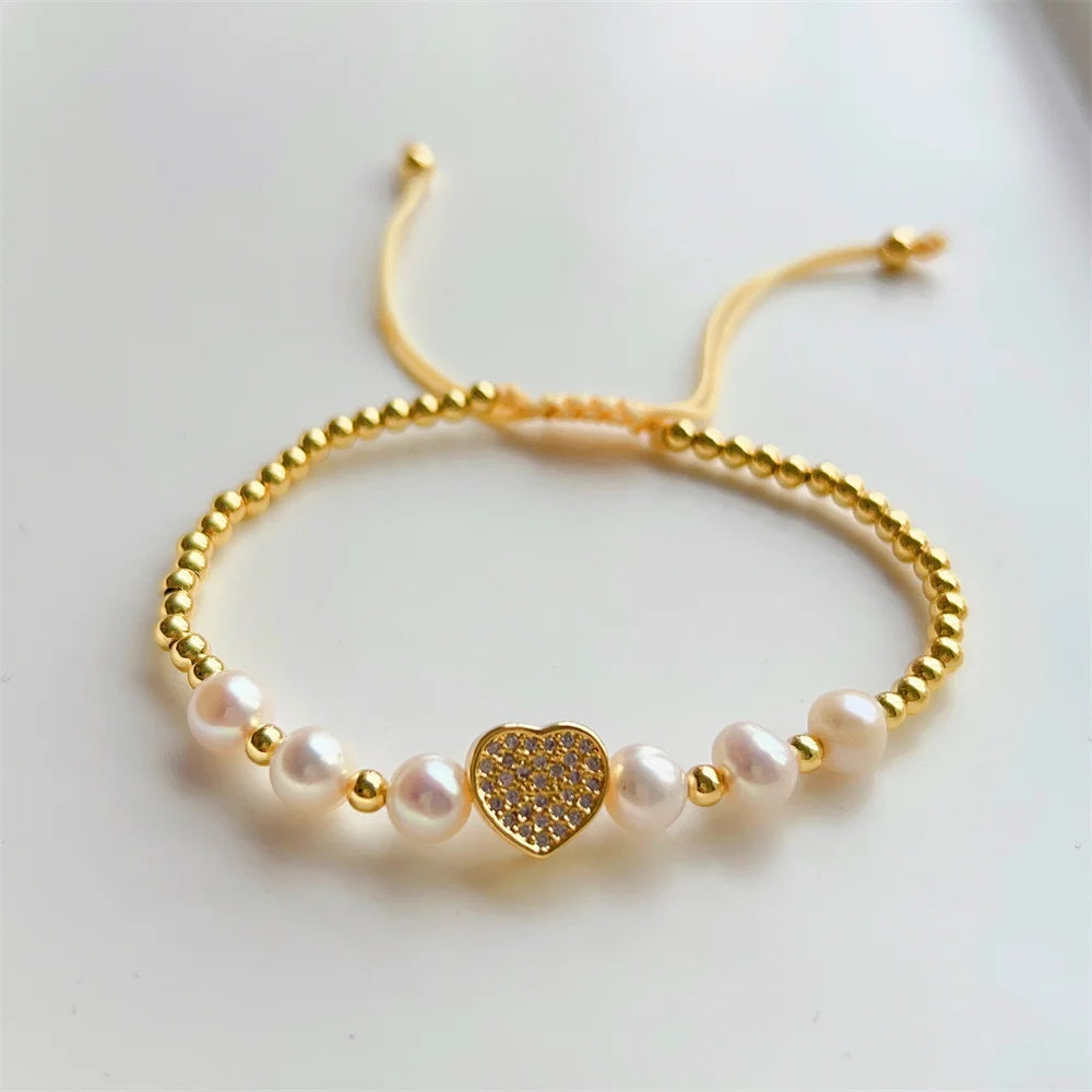 Casual 18K Gold Beads Pearl Bracelets