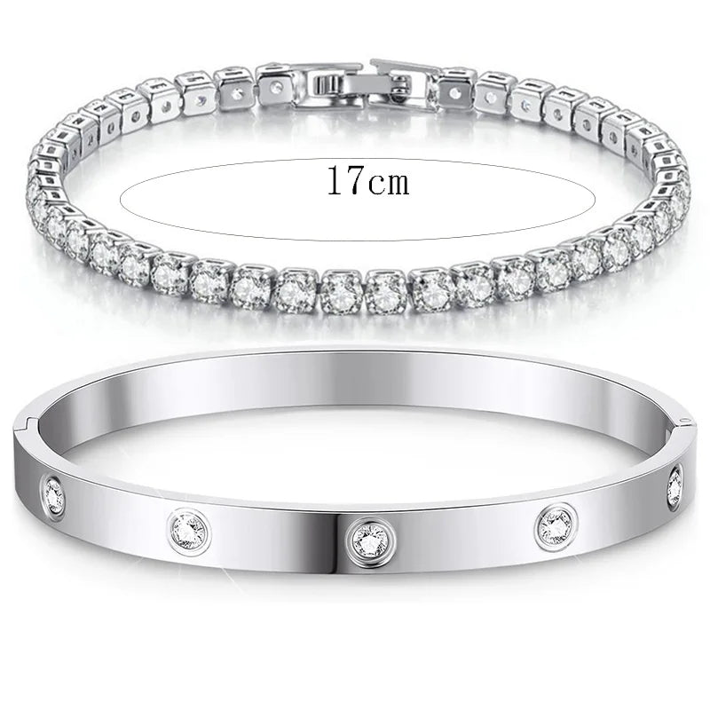 Classic 14K Gold Tennis Bangle Bracelets Bangles