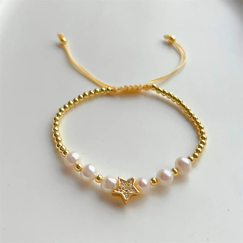 Casual 18K Gold Beads Pearl Bracelets