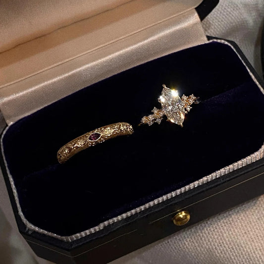 Victorian Floral Carved Antique Band Ring