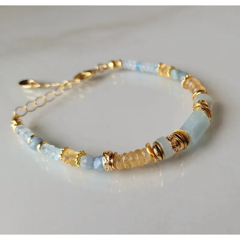 Casual Citrine Aquamarine Strand Bracelets