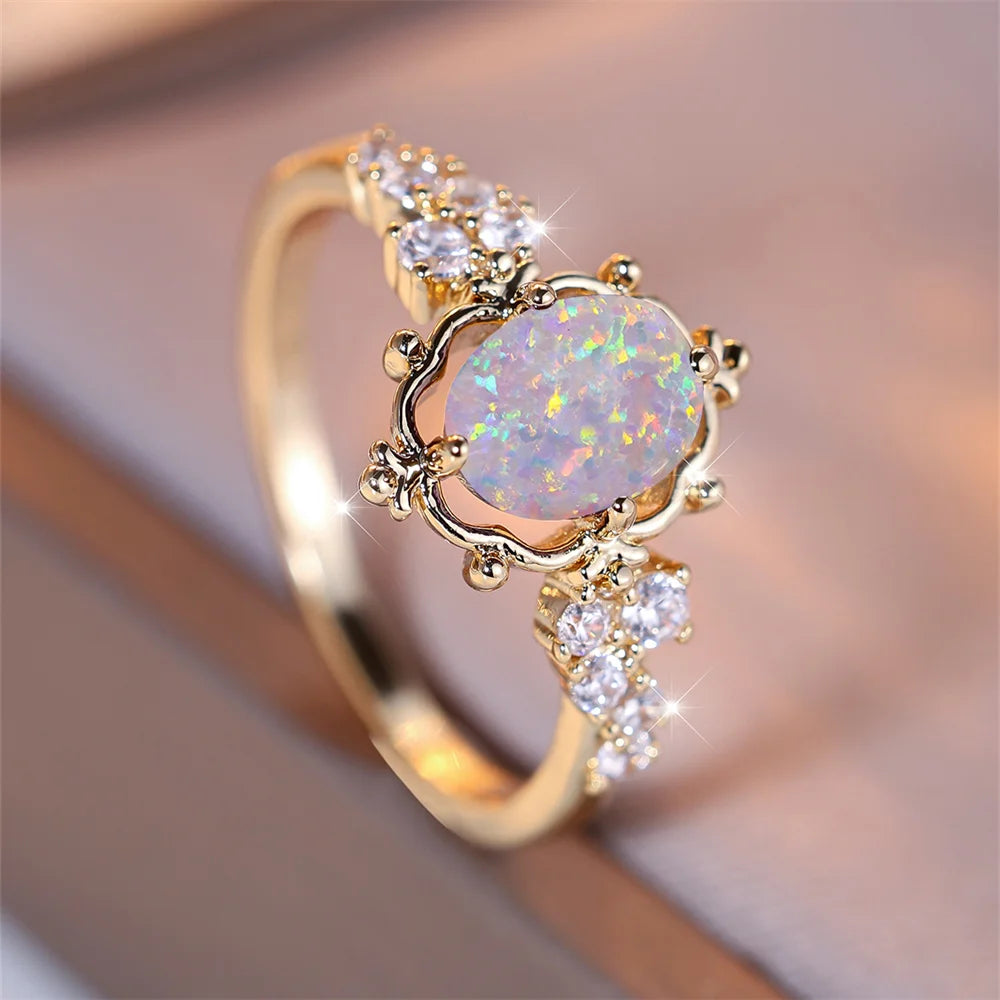 Vintage Opal Flower Ring