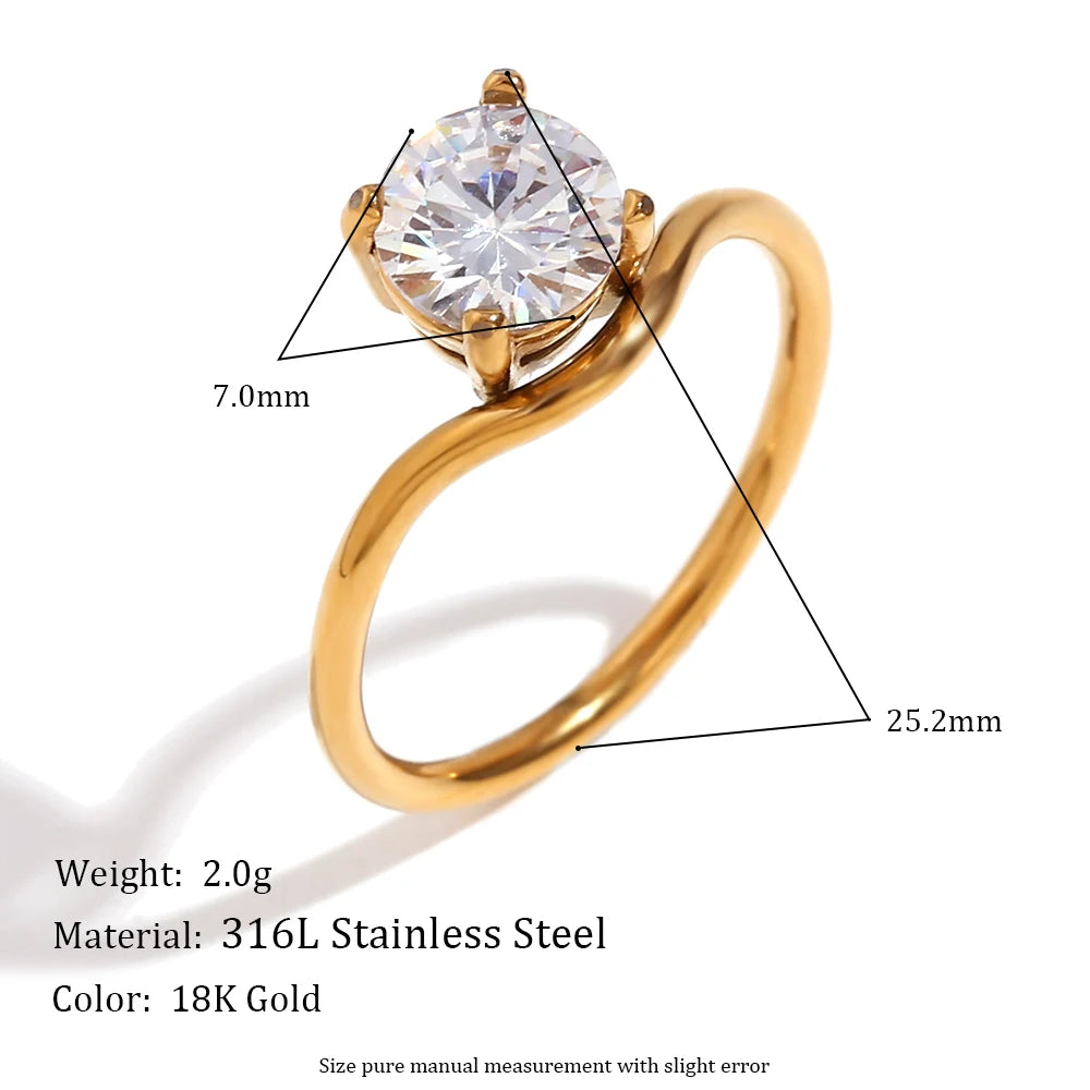 Elegant 18K Gold Water Drop Rhinestone Ring