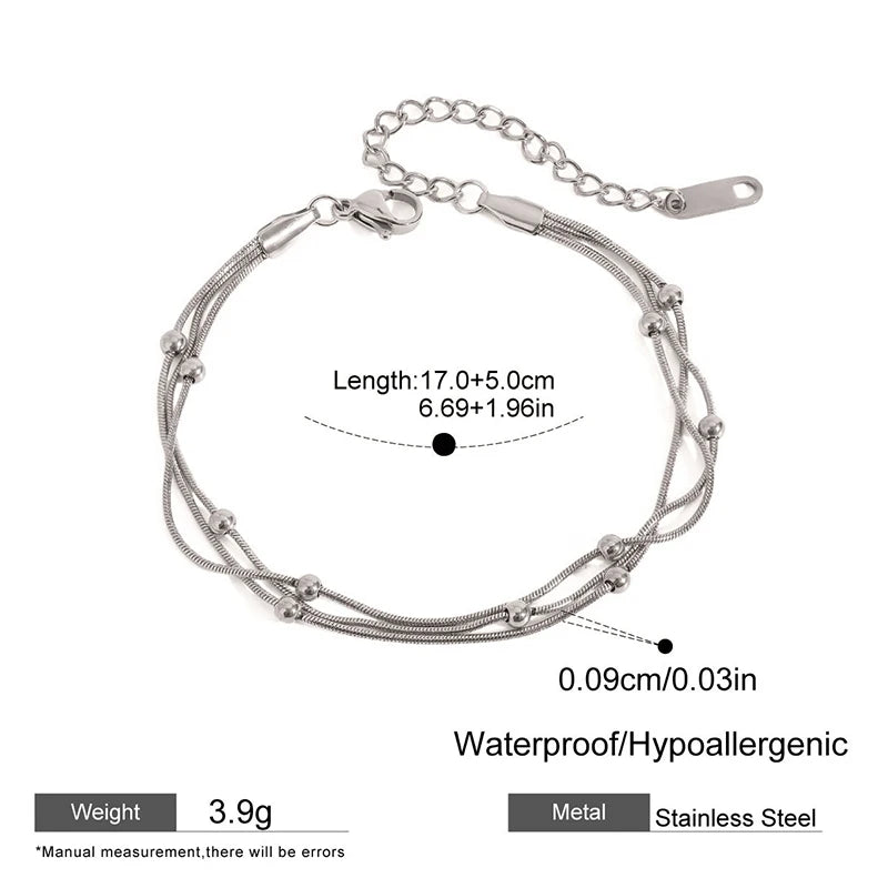 Casual 18K Gold Multilayer Beaded Bracelets