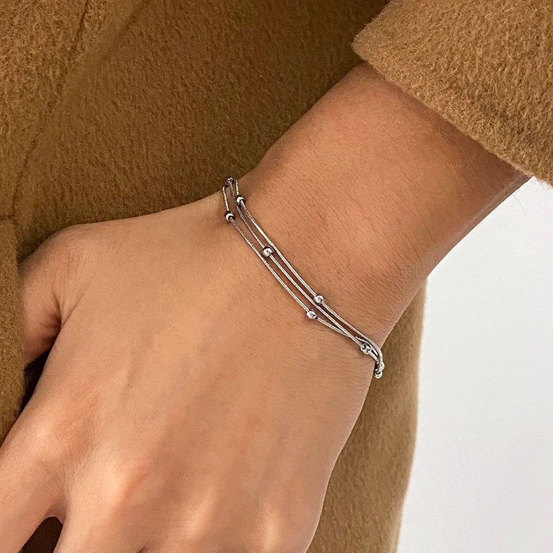 Casual 18K Gold Multilayer Beaded Bracelets