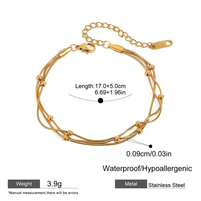 Casual 18K Gold Multilayer Beaded Bracelets