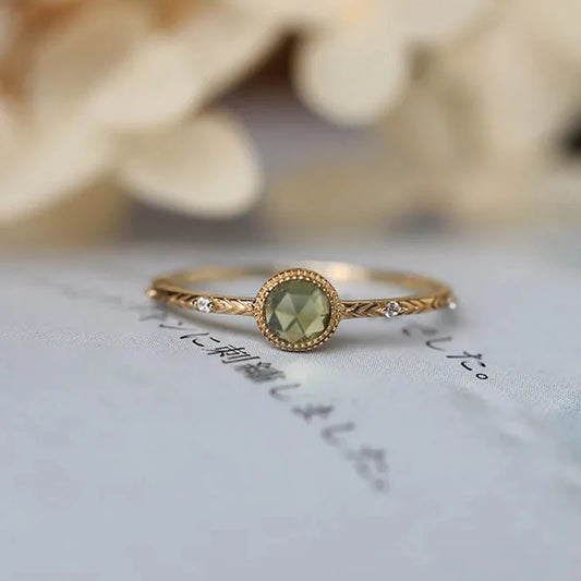Elegant Green Peridot Crystal Birthstones Rings