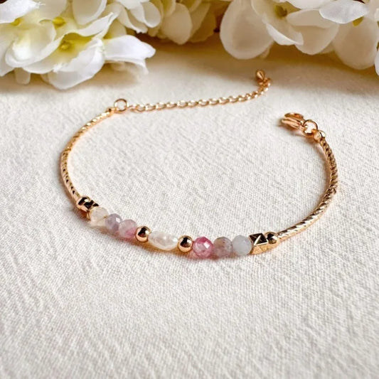 Casual Handcrafted Pink Tourmaline Strand Bracelet