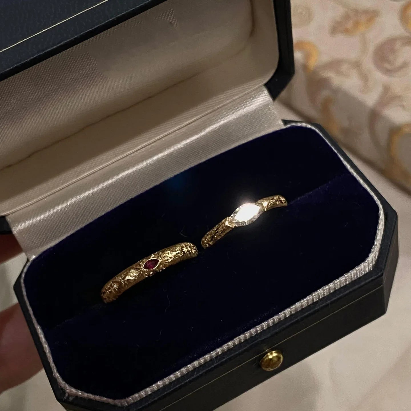 Victorian Floral Carved Antique Band Ring
