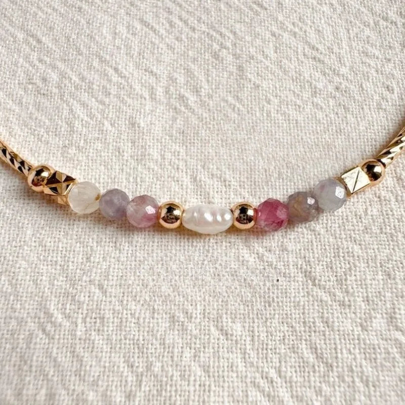 Casual Handcrafted Pink Tourmaline Strand Bracelet