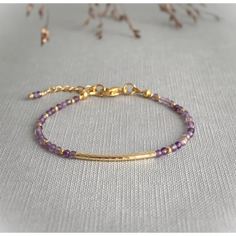 Casual Amethyst Gemstone Strand Bracelets